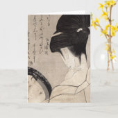 メイクアップを適用する若い女性, c.1795-96 カード (黄色い花)