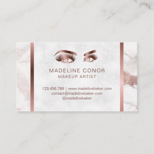 メイクアップアイアイーブラッシュバラ金ゴールド大理石テクスチャ 名刺 (裏面)