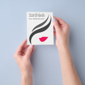 メイクアップアイコンウーマン顔イン白黒ピンク唇 チラシ (手)