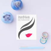 メイクアップアイコンウーマン顔イン白黒ピンク唇 チラシ (シングル)