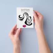 メイクアップアイコンウーマン顔イン白黒ピンク唇 チラシ (手)