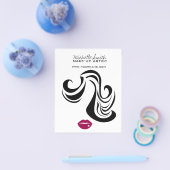 メイクアップアイコンウーマン顔イン白黒ピンク唇 チラシ (シングル)