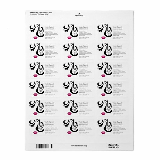 メイクアップアイコンウーマン顔イン白黒ピンク唇 ラベル (フルシート)