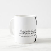 メイクアップアイコンウーマン顔白黒赤い唇 コーヒーマグカップ (正面左)