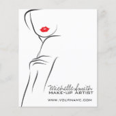 メイクアップアイコンウーマン顔白黒赤い唇 チラシ (正面)