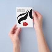 メイクアップアイコンウーマン顔白黒赤い唇 チラシ (手)