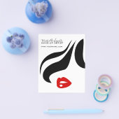 メイクアップアイコンウーマン顔白黒赤い唇 チラシ (シングル)