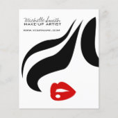 メイクアップアイコンウーマン顔白黒赤い唇 チラシ (正面)