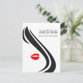 メイクアップアイコンウーマン顔白黒赤い唇 ポストカード (スタンド正面)