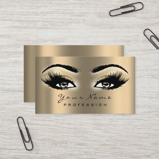 メイクアップアイズラッシュグリッタースパ金ゴールドセピア 名刺 (正面/裏面インサイチュ)