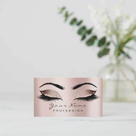 メイクアップアイズラッシュグリッタースパ金ゴールドピンク 名刺 (スタンド正面)