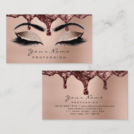 メイクアップアイズラッシュグリッターバラ金ゴールドワックス 名刺 (正面/裏面)