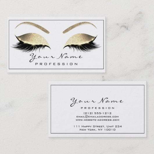 メイクアップアイズラッシュグリッター金ゴールドホワイト1 名刺 (正面/裏面)