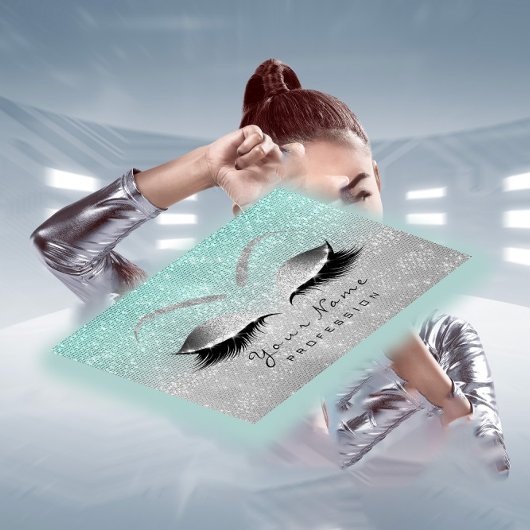 メイクアップアイズラッシュズグリッターシルバーグレーブルーアクア 予約カード