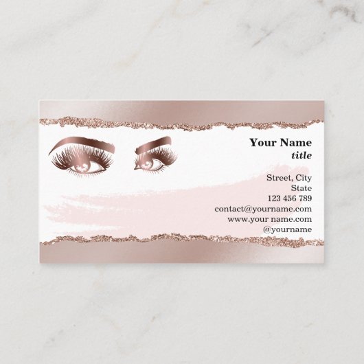 メイクアップアイズラッシュバラ金ゴールド大理石破れた紙 名刺 (裏面)