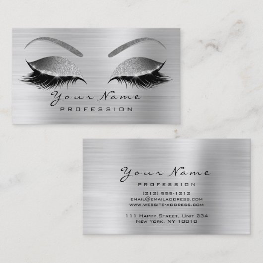 メイクアップアイズレイズグリッターシルバーグレー 名刺 (正面/裏面)