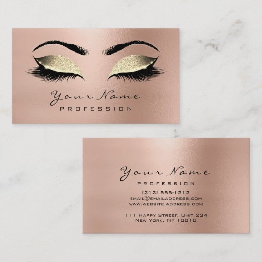 メイクアップアイズレイズグリッターバラ金ゴールドルクス 名刺 (正面/裏面)