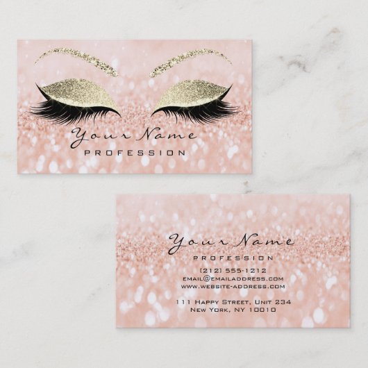メイクアップアイズレイズグリッターピーチ金ゴールド 名刺 (正面/裏面)