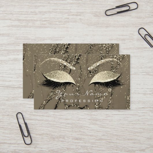 メイクアップアイズレイズグリッター大理石金ゴールド 名刺 (正面/裏面インサイチュ)