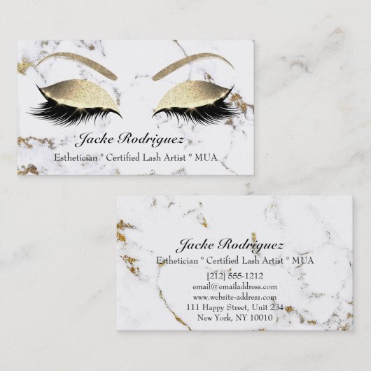 メイクアップアイズレイズグリッター白大理石 名刺 (正面/裏面)