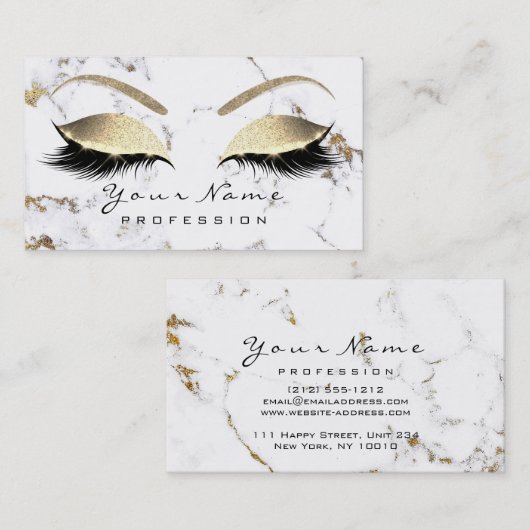 メイクアップアイズレイズグリッター金ゴールド大理石 名刺 (正面/裏面)