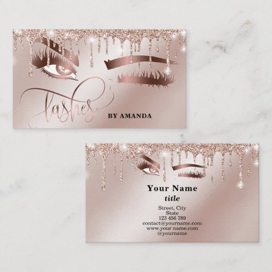 メイクアップアイズレイズバラ金ゴールドドリップビジネス 名刺 (正面/裏面)