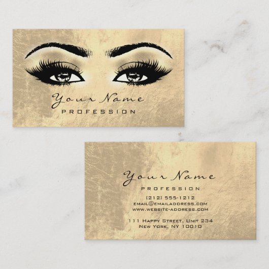 メイクアップアイズレイズブラウンズ金ゴールド 名刺 (正面/裏面)