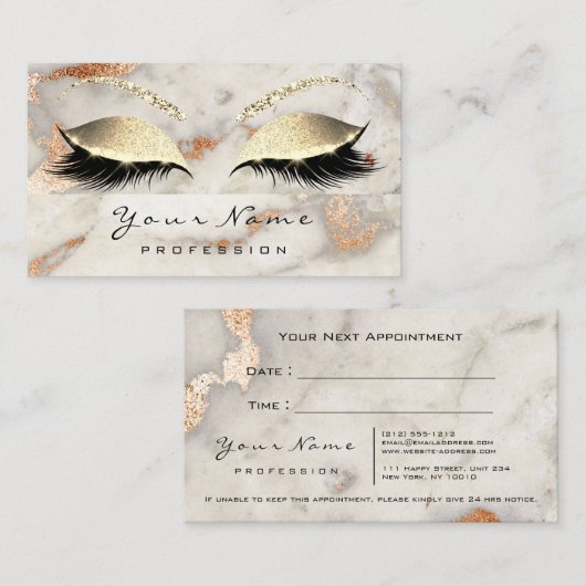 メイクアップアイズレイズ銅大理石アポイントメントカード 予約カード