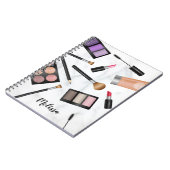 メイクアップアイテムイラストレーションフェイクオン大理石&名前 ノートブック (左側)