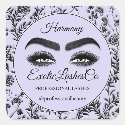 メイクアップアイドラッシュクリーナーフローラブラックパープルバイオレット スクエアシール (正面)