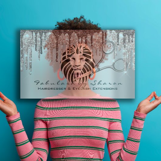 メイクアップアイドラッシュヘアドレッサーハサミバラドリップライオン 名刺