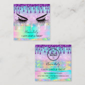 メイクアップアイドラッシュマイクロブレード爪、 ネイルスタジオパープルドリップ スクエア名刺 (正面/裏面)