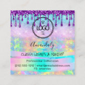 メイクアップアイドラッシュマイクロブレード爪、 ネイルスタジオパープルドリップ スクエア名刺 (裏面)