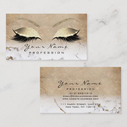 メイクアップアイブロイグラデーションラッシュグリッター金ゴールド大理石 名刺 (正面/裏面)