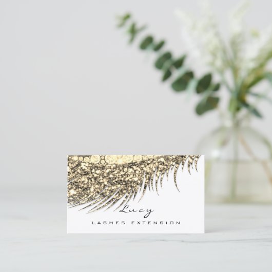 メイクアップアイブロウネームラッシュグリッターガラスホワイト金ゴールド 予約カード (スタンド正面)