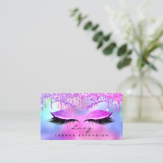 メイクアップアイブロウネームラッシュグリッターピンクドリップ 名刺 (スタンド正面)
