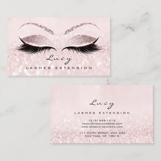 メイクアップアイブロウネームラッシュグリッターピンクプリンセス 名刺 (正面/裏面)