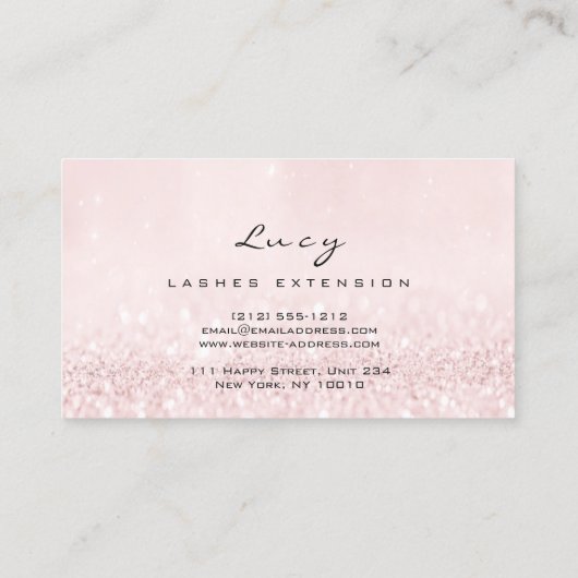 メイクアップアイブロウネームラッシュグリッターピンクプリンセス 名刺 (裏面)