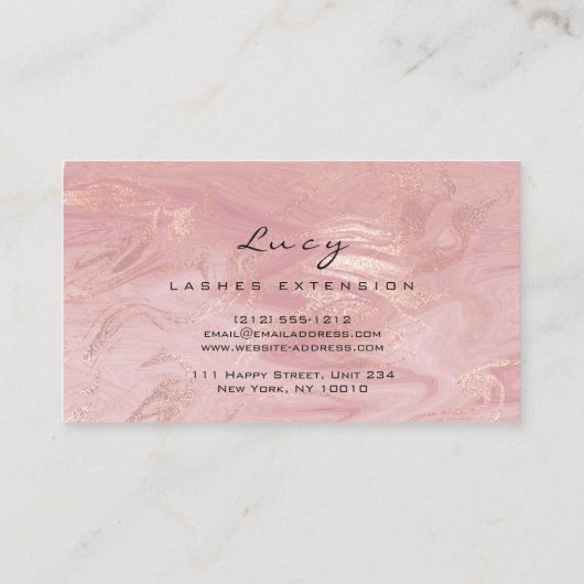 メイクアップアイブロウネームラッシュグリッターピンクマーブル 名刺 (裏面)