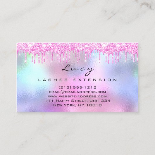 メイクアップアイブロウネームラッシュグリッターピンク明るい赤紫色 名刺 (裏面)