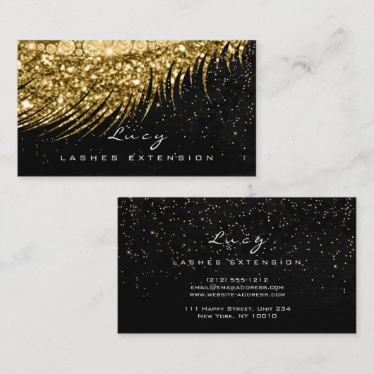 メイクアップアイブロウネームラッシュグリッターブラック金ゴールドコンフェット 名刺 (正面/裏面)
