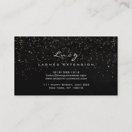 メイクアップアイブロウネームラッシュグリッターブラック金ゴールドコンフェット 名刺 (裏面)