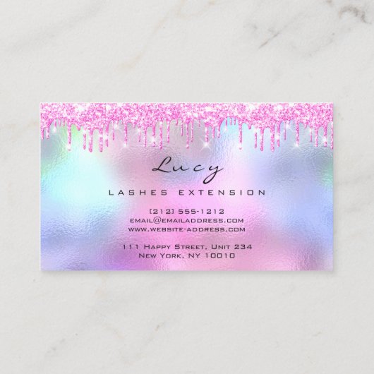 メイクアップアイブロウ名まぶしグリッターピンクドリップ 名刺 (裏面)