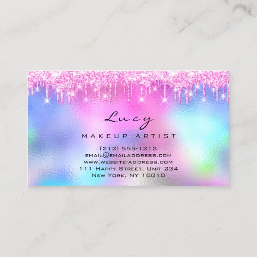 メイクアップアイブロウ名まぶし明るい赤紫色ピンクドリップ 名刺 (裏面)