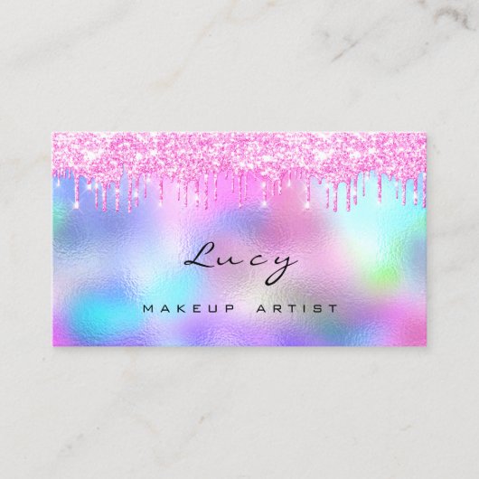 メイクアップアイブロウ名まぶし明るい赤紫色ピンクドリップ 名刺 (正面)