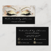 メイクアップアイブロックスラッシュグリッターコーラル金ゴールド大理石 名刺 (正面/裏面)