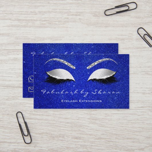 メイクアップアイブロックスラッシュグリッターシルバーグレーブルー 名刺 (正面/裏面インサイチュ)