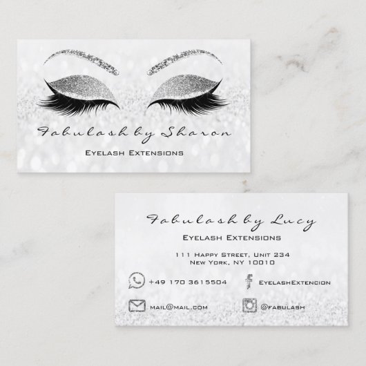 メイクアップアイブロッシュエクステンショングリッターシルバーグレー 名刺 (正面/裏面)
