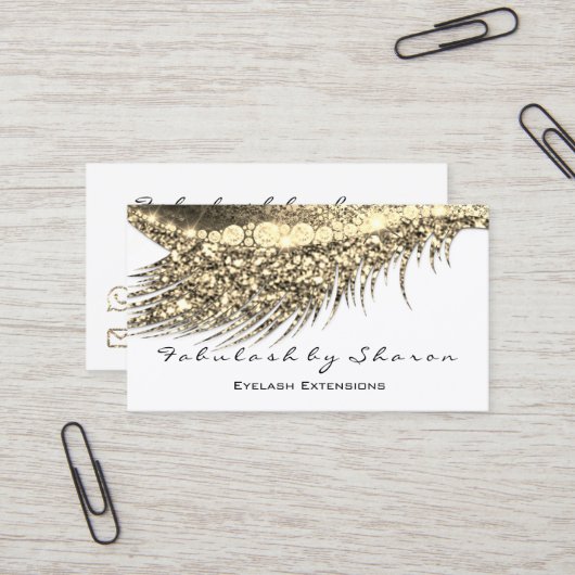 メイクアップアイブロッシュエクステンショングリッターホワイト金ゴールド 名刺 (正面/裏面インサイチュ)
