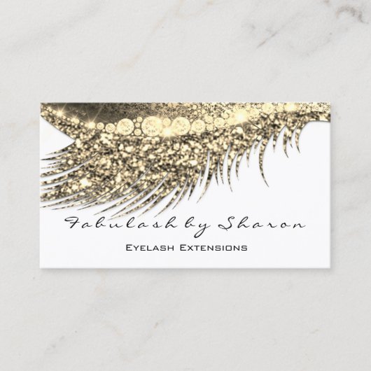 メイクアップアイブロッシュエクステンショングリッターホワイト金ゴールド 名刺 (正面)
